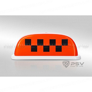 Знак "TAXI" (шашка) 4 магнита - малый, подсветка 12V, оранжевый TX-sm-o