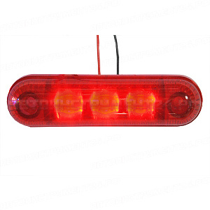 Фонарь габаритный LED 24V, красный (L=95мм, 3-светодиода - отражатель линза)