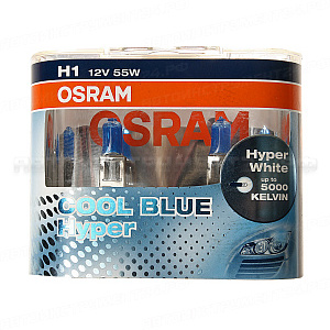 Автолампа H1 (55) P14.5s COOL BLUE HYPER (евробокс,2шт) 12V OSRAM /1/10 OLD