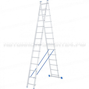 Лестница, 2 х 14 ступеней, алюминиевая, двухсекционная, Россия, Сибртех