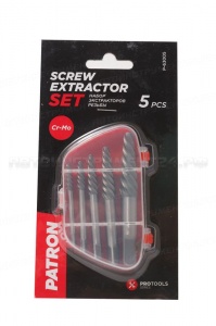 Набор экстракторов резьбы HSS 4241,5 предметов(М3-М18; :3-6мм, 6-8мм, 8-11мм, 11-14мм, 14-18мм), в пластиковом футляре PATRON P-63005