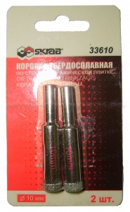 Коронка алмазная 10мм 2шт. по стеклу и кафелю