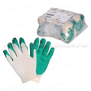 Перчатки ХБ с латексным покрытием ладони, зеленые, 13 класс, (1 пара), 200 штук AIRLINE, AWG-C-06
