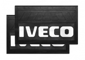 Брызговик задн. 580*360 *7 IVECO, резина, объемный, белая надпись, 6 отверстий, к-т
