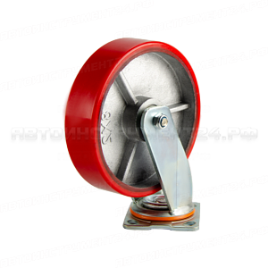 Большегрузное колесо с полиуретановой шинкой С-4102-DUS поворотное, без тормоза, г/п 600 кг, 00018519