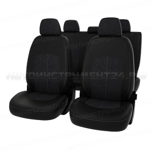 Чехлы VW Golf VII 2013 Comfortline черная экокожа + черная алькантара "Оригинал"