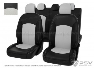 Чехлы Hyundai Solaris II/Kia Rio IV 2017-> Sd Comf/Prest черно-белая экокожа "Оригинал"