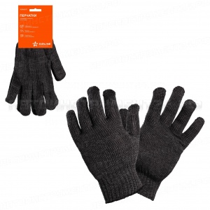 Перчатки акриловые утепленные, черн. графит (1 пара), 47 гр., с подвесом AIRLINE, ADWG017