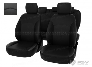 Чехлы Ford Mondeo IV 2006-2014 г. - (Titanium) черный/отстрочка черный, экокожа "Оригинал"