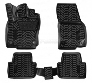 Ковры в салон (3D с подпят.) для VW Tiguan II (16 -) компл. 4 шт., (крепеж), выс. борт, полимер., черн. AIRLINE, ACM-PS-74