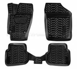 Ковры (3D с подпят.) для VW Polo SD (10-) компл. 4 шт., (крепеж), выс. борт, полимер., черн. AIRLINE, ACM-PS-73