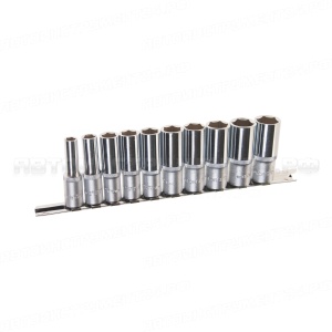 Набор торцевых головок RF-3102-5: 3/8"DR 6-гранных глубоких на планке 10пр. ROCKFORCE /1/10
