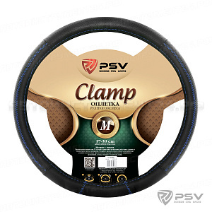 Оплётка на руль PSV CLAMP Fiber (Черный/Отстрочка синяя) M