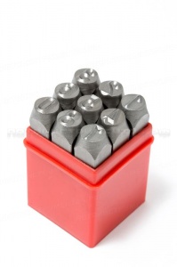 Набор штампов цифровых 4мм, 9 предметов, в пластиковом футляре Forsage F-00904D