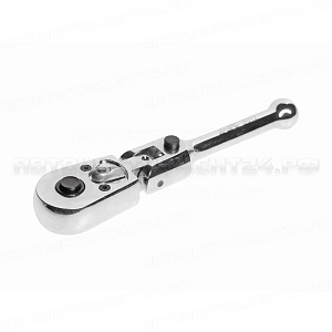 Ключ трещотка 1/4" 45 зубьев 124мм шарнирныйс фиксацией укороченный металлическая рукоятка JTC