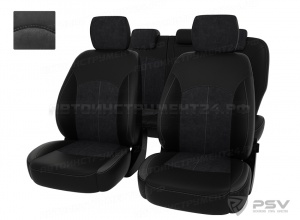 Чехлы Ford Mondeo IV 2007-2015г (Titanium) черная экокожа + т.серая алькантара "Оригинал"