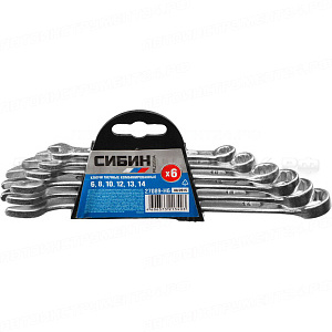 Набор комбинированных гаечных ключей 6 шт, 6 - 14 мм, СИБИН