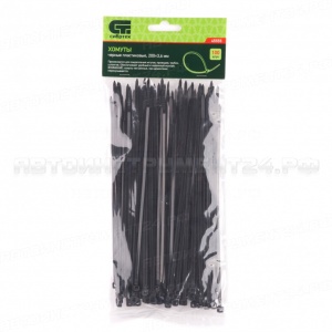 Хомуты, 200 x 3,6 мм, пластиковые, черные, 100 шт. Сибртех