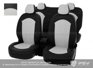 Чехлы Audi Q3 2011-> черно-белая экокожа "Оригинал"