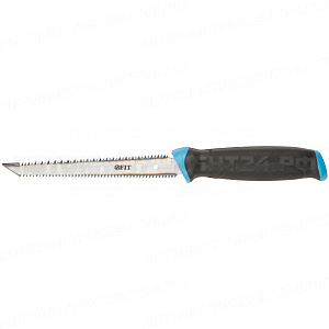 Ножовка для гипсокартона, каленый зуб, двухсторонняя, прорезиненная ручка 150 мм