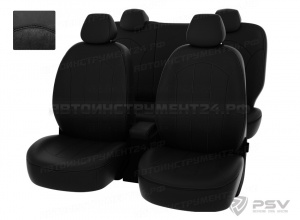 Чехлы Skoda Rapid 2012-> дел. черная экокожа + черная алькантара *Оригинал*