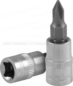 Насадка торцевая 1/4"DR с вставкой-битой крестовой, РН1