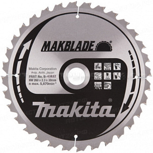 Диск пильный для дерева Makblade, HW, 260х2.3х30 мм, 24T, 5G, ATB Makita B-43832