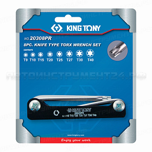 Набор Г-образных TORX, T9-T40, складные, 8 предметов KING TONY 20308PR