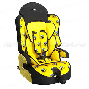 Кресло детское SIGER ART KRES0151 (пчелка) автомобильное с ремнями "Прайм ISOFIX" I-III группы: 1-12лет, 9-36кг /1/2