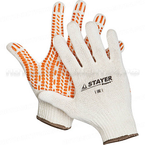 Перчатки STAYER "EXPERT" трикотажные с защитой от скольжения, 10 класс, х/б, L-XL
