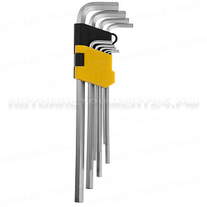 Набор STAYER Ключи "MASTER" имбусовые длинные, Cr-V, сатинированное покрытие, пластик. держатель, HEX 1,5-10мм, 9 пред