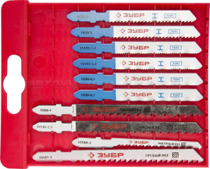 Набор ЗУБР "ЭКСПЕРТ" Полотна для эл/лобзика, по дер. и мет., EU-хвост., пласт.бокс, 10шт