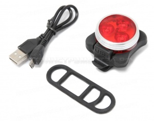 Фонарь LED задний круглый велосипедный (красный, 4 режима) Forsage HYD-018