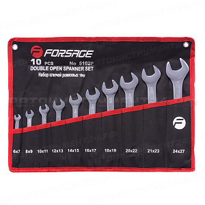 Набор ключей рожковых 10 предметов(6x7мм-24х27мм) на полотне Forsage F-5102P