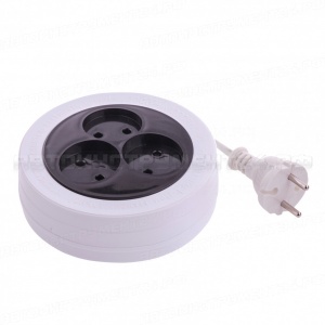 Удлинитель электрический бытовой рулетка, 1,7 м, 3 розетки, 6 А, тип УХ-6, Россия. Сибртех