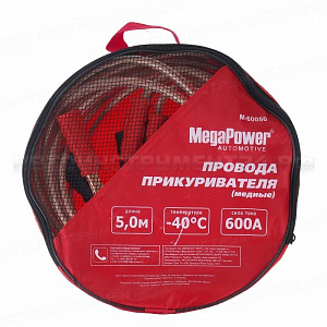 Провода для прикуривания M-60050 600A 5м (медь) в сумке MEGAPOWER /1/10 NEW
