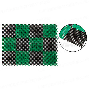 Коврик пластиковый "Травка" 410x550 мм, клетка черно-зеленая