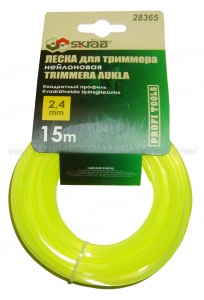 Леска для триммера 2,4мм*15м КВАДРАТ/ЖЕЛТАЯ 28365