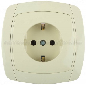 Розетка СВЕТОЗАР "CITY LIGHT" одинарная в сборе, с заземлением, цвет бежевый, 16А/~250В