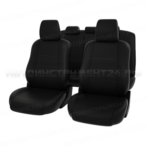 Чехлы Mazda 6 2012 черная экокожа + черная алькантара "Оригинал"