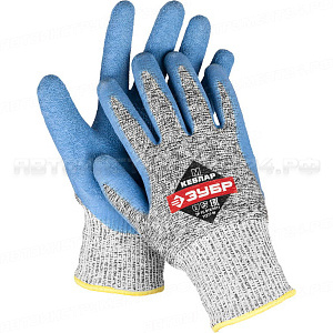 Перчатки ЗУБР для защиты от порезов, с рельефным латексным покрытием, размер M (8)