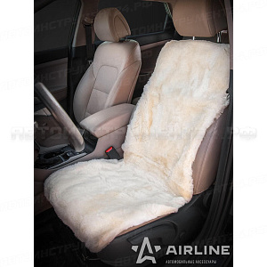 Накидка из натурального меха с коротким ворсом на переднее сиденье, цвет белый, 110*49 см AIRLINE, AFC-SH-01