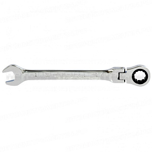 Ключ комбинированный трещоточный, 12 мм, CrV, шарнирный, зеркальный хром. MATRIX PROFESSIONAL
