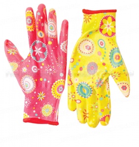 Перчатки полиэстер с нитрил. прозрач покрытием 8/M 27692