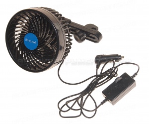 Вентилятор HX-203 16см (6") 12V (9W) диммер, на подголовник, с регулируемыми углами обдува black/blue MITCHELL 1/12 NEW