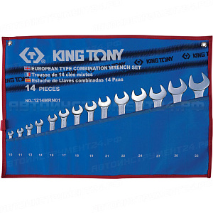 Набор комбинированных ключей, 10-32 мм, чехол из теторона, 14 предметов KING TONY 1214MRN01