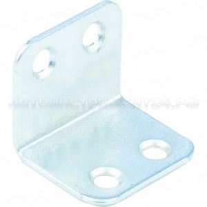 Уголок мебельный, 2 мм, 30 х 30 х 40 мм, цинк, Россия. СИБРТЕХ