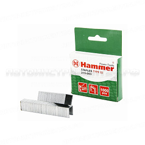34941 Скобы для степлера Hammer Flex 215-003 14мм, ширина 11.3мм, сечение 0.75мм, П-обр. (тип 53),1000шт Hammer 215-003