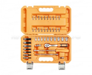 Набор головок и принадлежностей ? дюйма 43 предмета, пласт.кейс AIRLINE