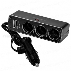 Разветвитель прикуривателя 7519 с проводом (на 3 розетки + 1 usb), шт